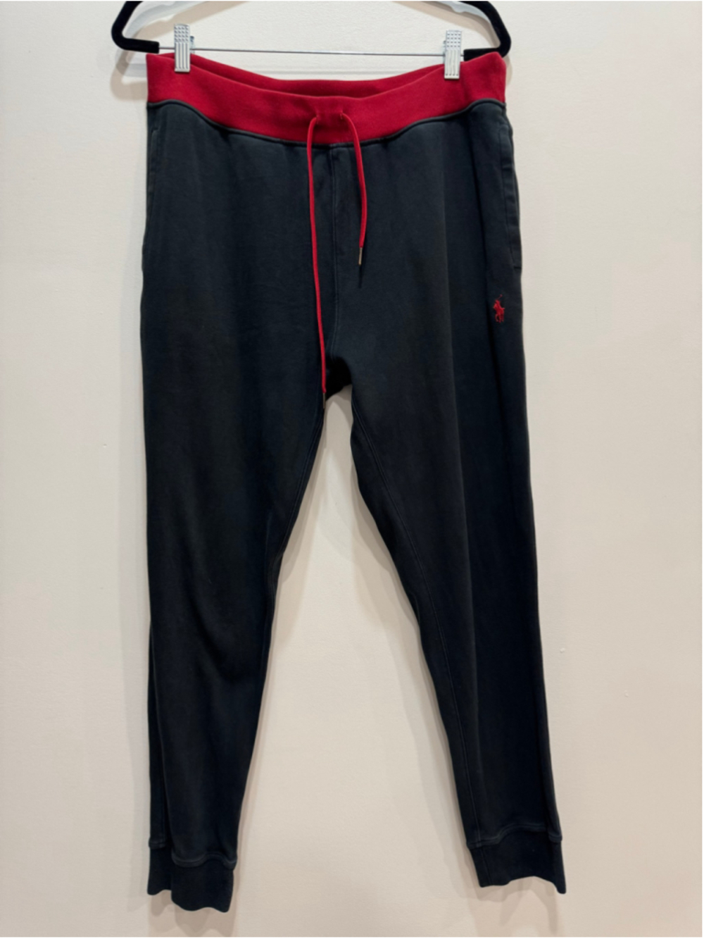 Polo Ralph Lauren Black Sweatpants Men M Drawstring Cuffed Joggers Casual